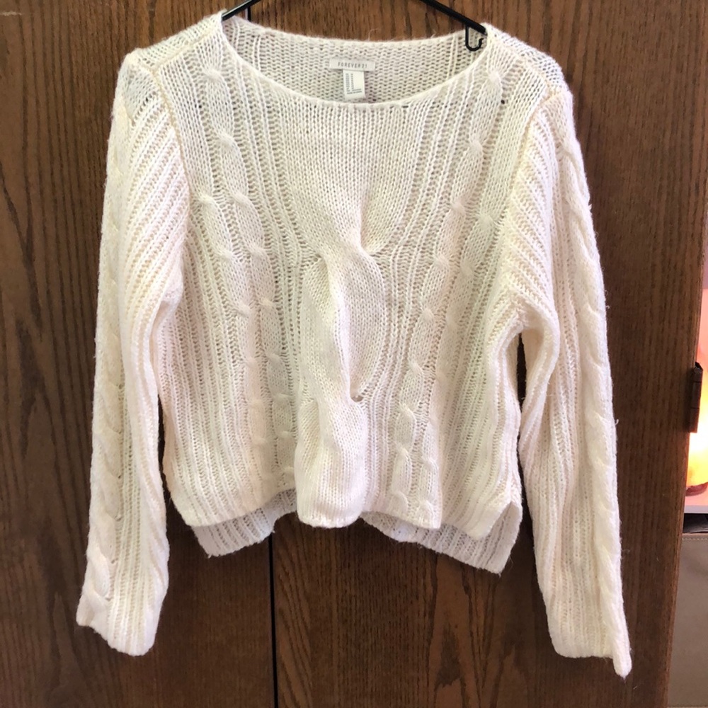 Cropped Cream Forever 21 Sweater